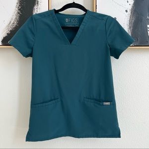 women's Caribbean Blue Casma - Three-Pocket Scrub Top - XXS / Caribbean Blue